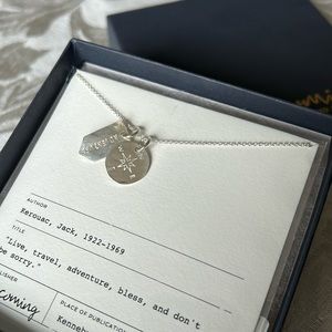 Handmade Sterling Silver Compass Adventure Charm Necklace NWT